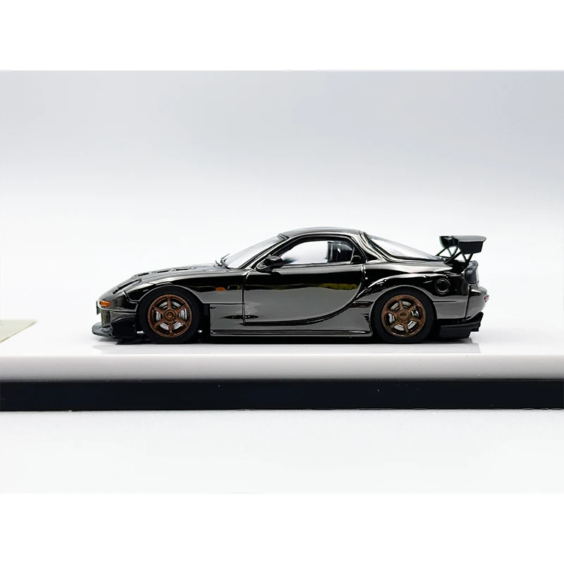 Amemiya RX7 FD3S cromado gris fundido a presión modelo de coche, juguetes de colección, MC en Stock, 1:64 RE