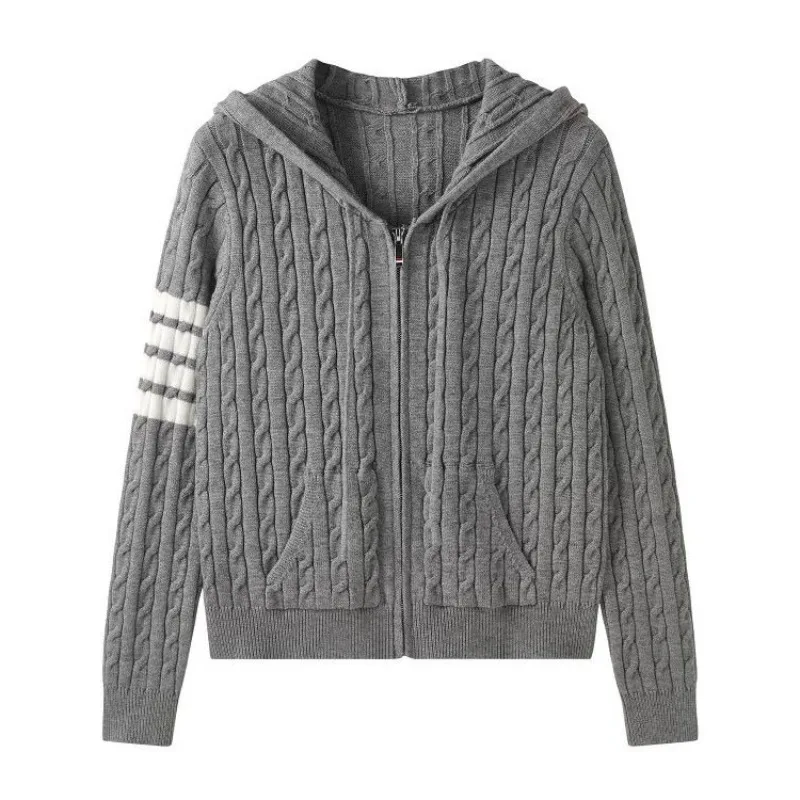 High-Grade Knit Sweater Crewneck Cardigan Coat Autumn and Winter New Middle-Aged and Elderly Women's Fashion