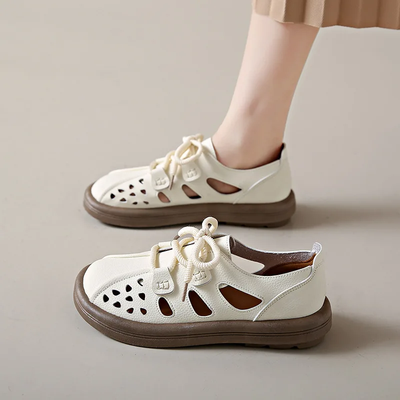 

Leather Women Shoes Summer New Non-slip Mommy Shoes Women Flats Fashion Ladies Casuals Sandals Woman Walking Designer Shoes35-42