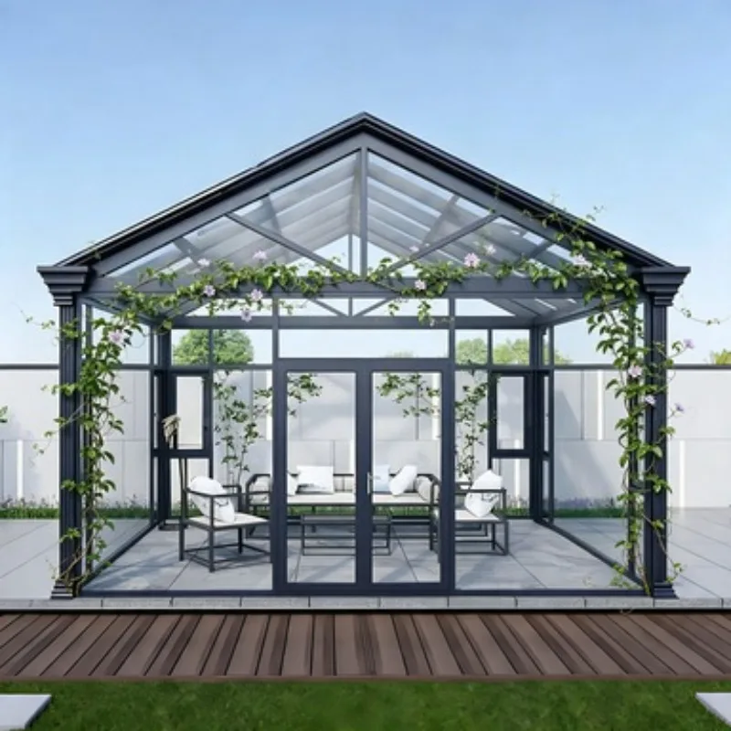 Glass Room Sunroom Aluminum House Outdoor Conservatory Double Tempered Glass Insulated Sun Room for Courtyard Enclosure