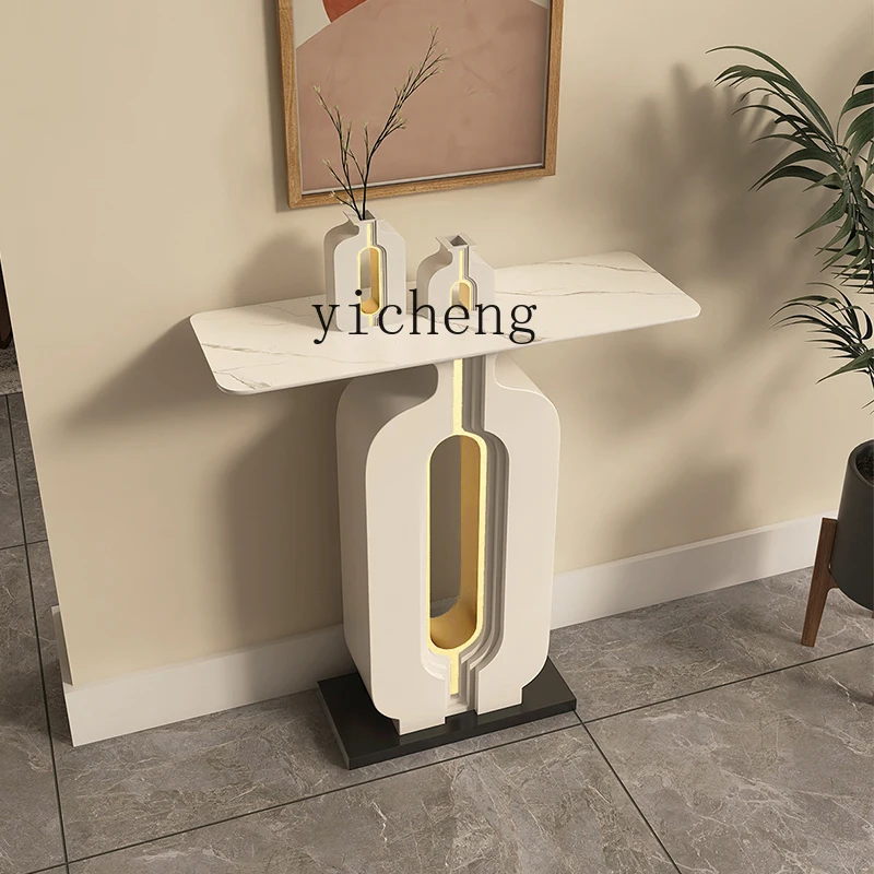 

ZK new Chinese entrance table light luxury simple modern high-end entrance cabinet rock slab design entrance platform
