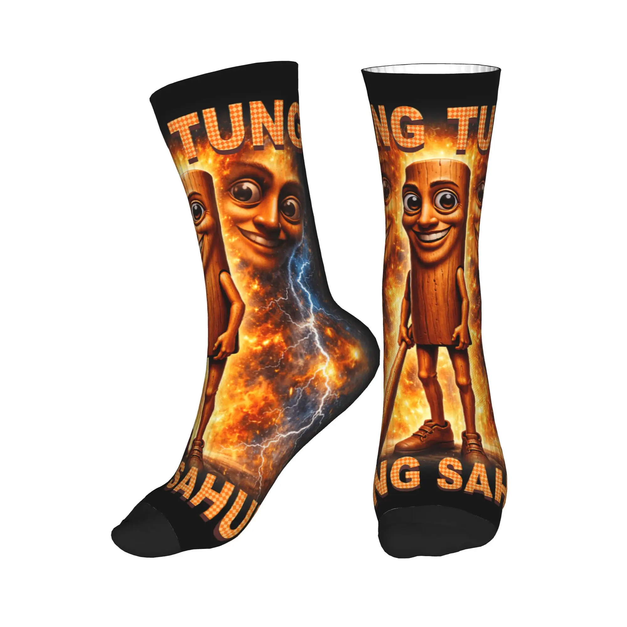 Tung Tung Tung Sahur is Calling Italian Brainrot Socks Vintage Stockings Autumn Anti-Slip Couple Socks Soft Outdoor Sports Socks