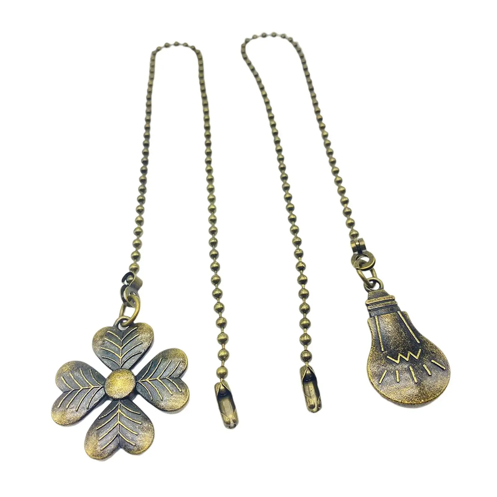 2x Ceiling Fan Extension Pull Chain Accessories Beaded Metal Extension Chains Light Pull Chain for Lighting Replacement Home