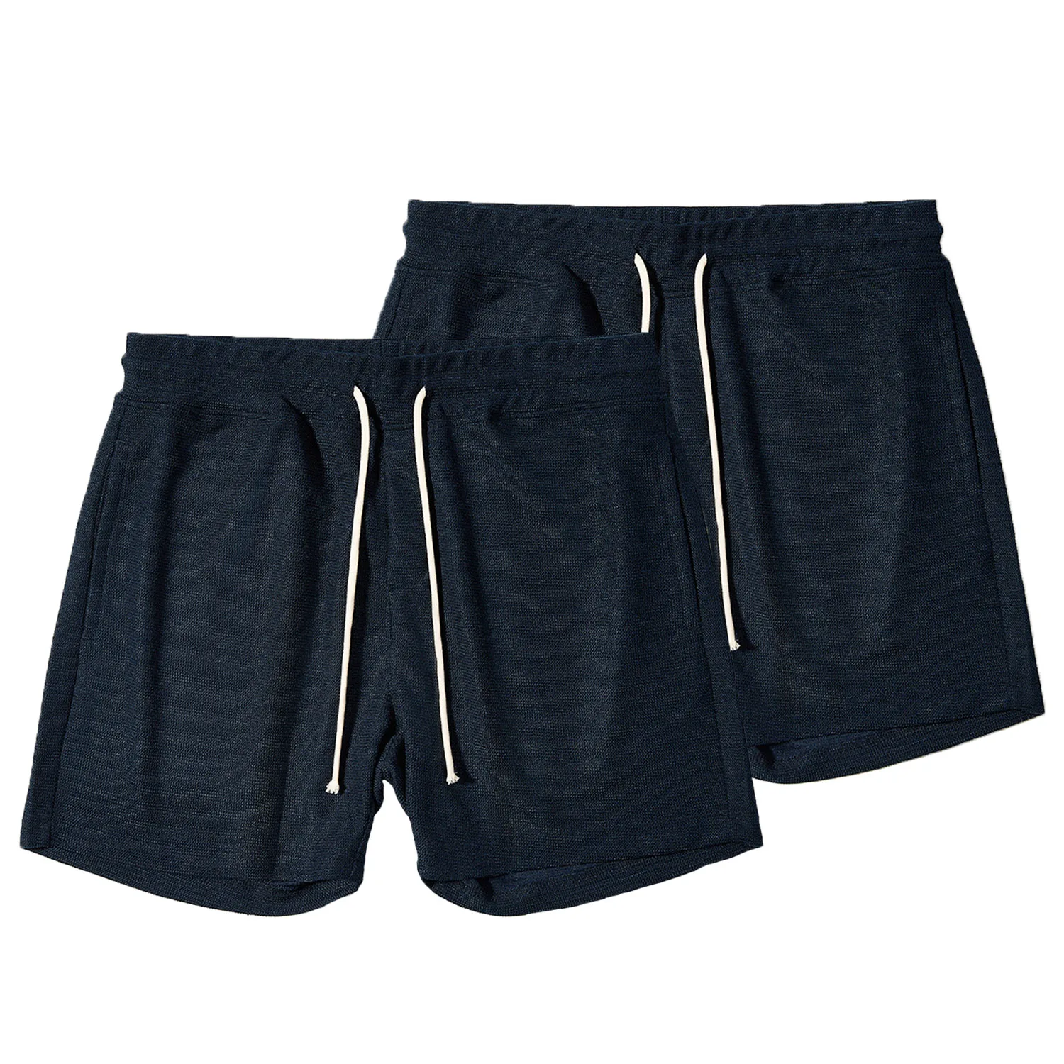2-piece set of 2026 summer coarse yarn shorts, five quarter shorts for men, sport drawstring, loose oversized casual shorts