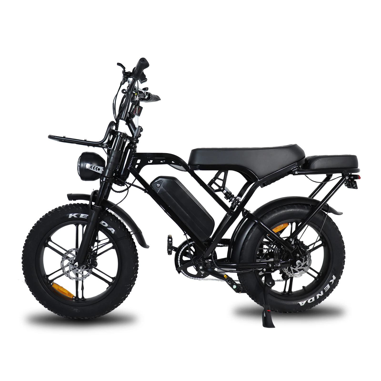 The X80Pro Ebike 20-Inch Fat Tire Electric Bicycle Is an Adult Electric Bicycle with a 1000W Motor, a 48V 15Ah Battery, a Range of 50-60 Kilometers, a Top Speed of 28 Mph, 7-Speed Gearing, Hydraulic Brakes, and Comfortable Shock Absorption.