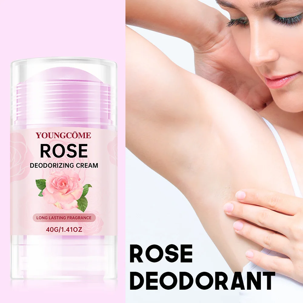 Rose Deodorizing Cream Anti Sweating Keep Drying Lasting Fragrance Remove Armpit Odor Underarm Refresh Sticks Fade Body Odor