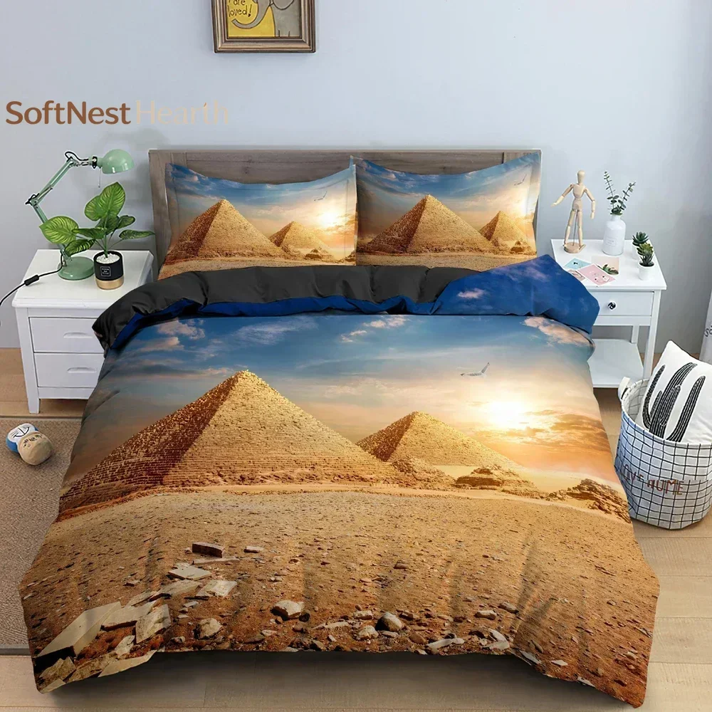 2026 Pyramid Duvet Cover Ancient Egyptian Bedding Set Classical Architecture Comforter Covers Twin King ​Size Quilt Cover Bedclo