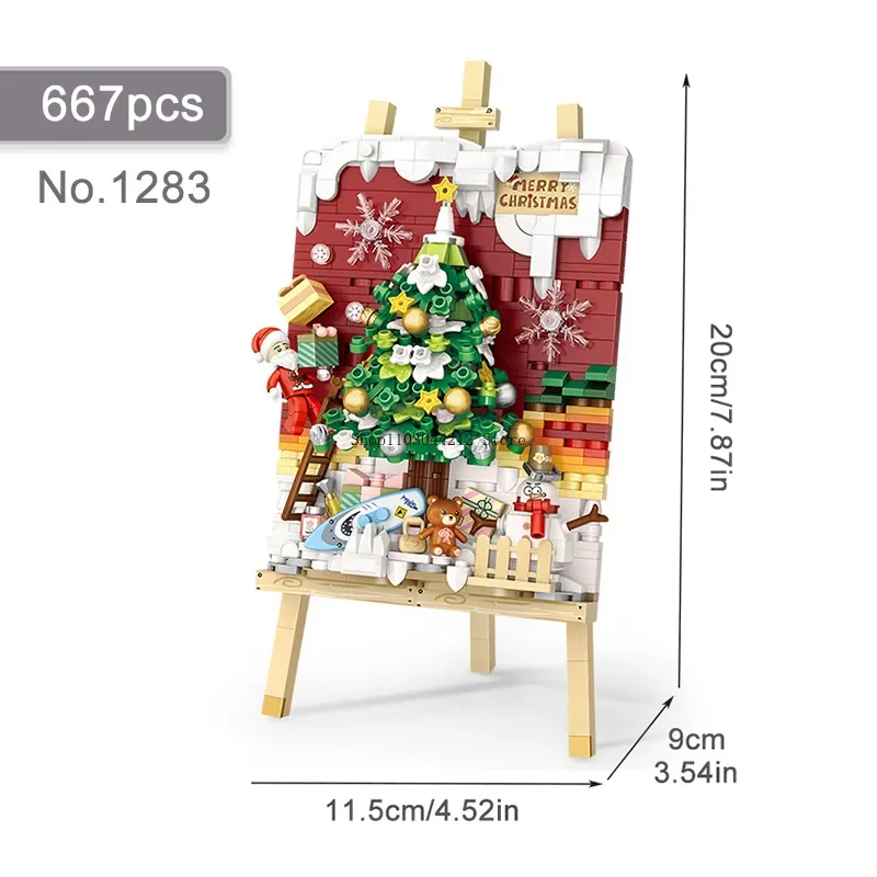 Mini Christmas Tree Building Blocks Kids Building Toys DIY Diorama Puzzle Christmas Gift Girls Boys Holiday Gift Home Decoration