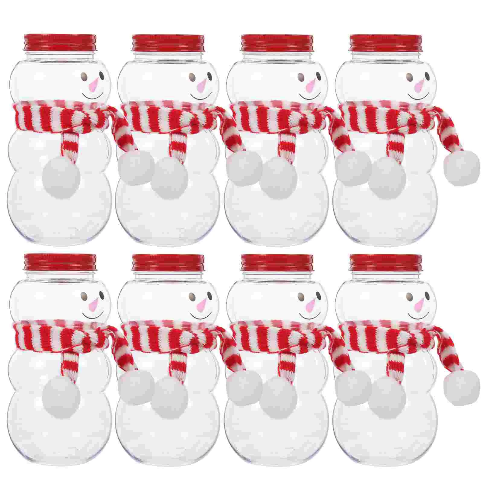 

10 Sets 500ml Snowman Milk Tea Drink Bottles PET Christmas Candy Jar Gift Wrapping Portable Outdoor Juice Beverages Flat