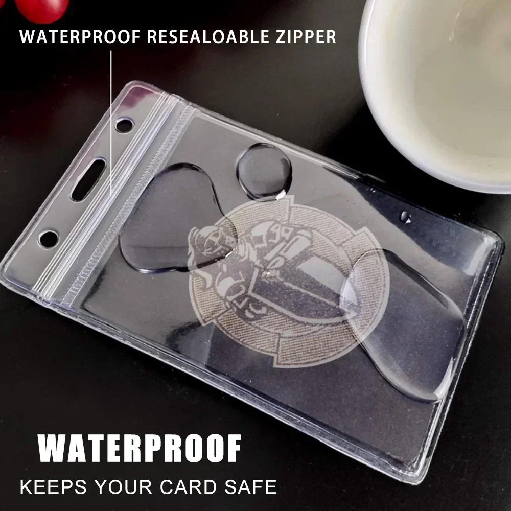 Transparent Waterproof ID Card Name Badge Holder Sturdy Thick Vertical Card Holders Sleeve Pouch for School Office Accessory