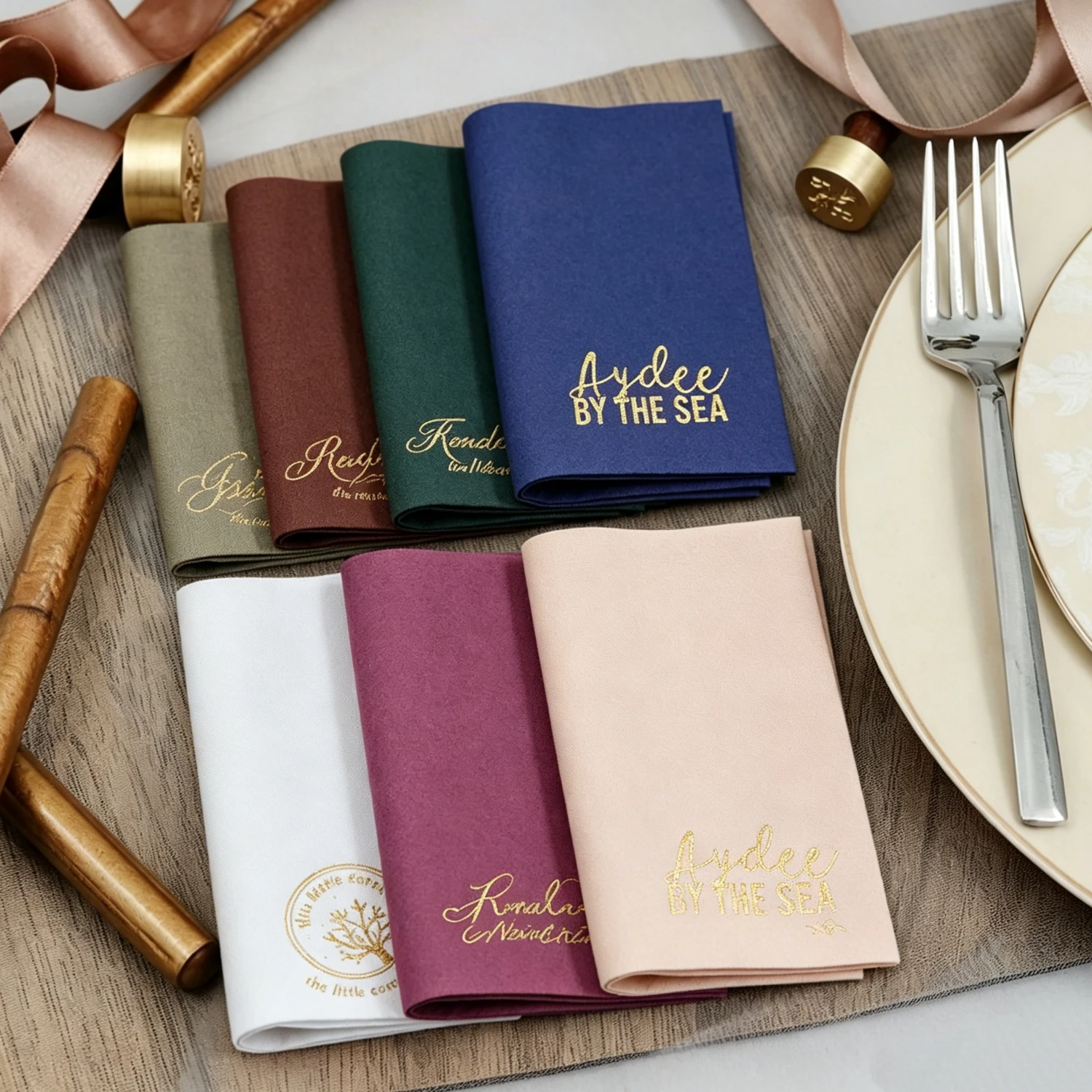 Simple Style Wedding Personalized Napkins 80Pcs Custom Logo Beverage Paper Napkin Wedding Guest Party Supplies