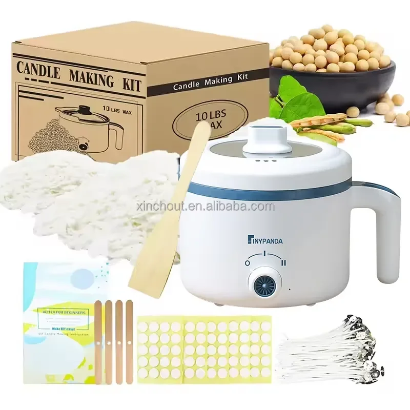 Electric Soy Wax Melter 10 Pound Silicone Candle Making Kit with Wicks DIY Home Decor Supplies Craft Tools for Beginners DIY