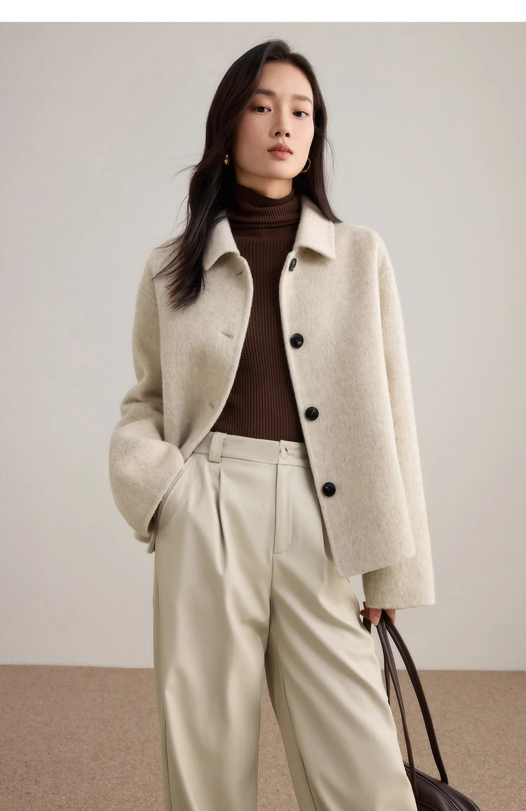 SENTUBILA Damen Wolljacke 2026 Winter Kurzer Mantel Schafwolle Oberbekleidung Modische Damen Locker Elegante Lässige Jacke W54OC2733 – Detail 29