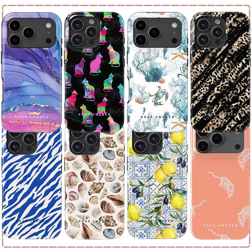 Roar Sweden Purple Marble Phone Case for Samsung Galaxy S20 S23 S24 S25 S26 FE Plus Ultra Edge 4G 5G Luxury Double-layer Cover