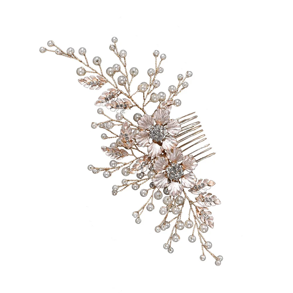 

Pearl Comb Hair for Women Wedding Headpiece Outdoor Bridal Headdress Flower Design Tuck Accessories