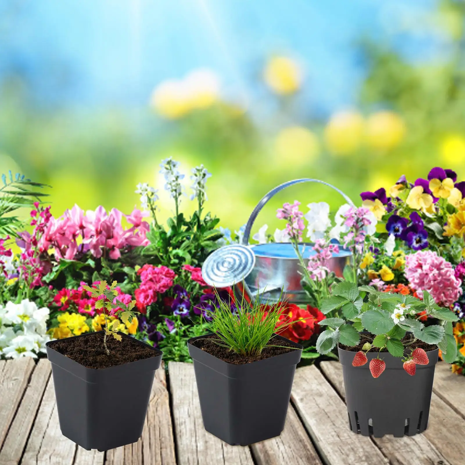 Plant Starter Pots 50pcs Square Reusable Seedling Cups Starter Pots Nursery Pot With Drainage Holes For Vegetables Seedlings