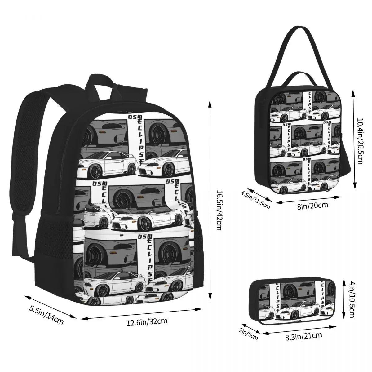 Eclipse 2G Comic Backpacks Students Bookbag School Bags Children Rucksack Lunch Bag Pen Bag Three-Piece Set