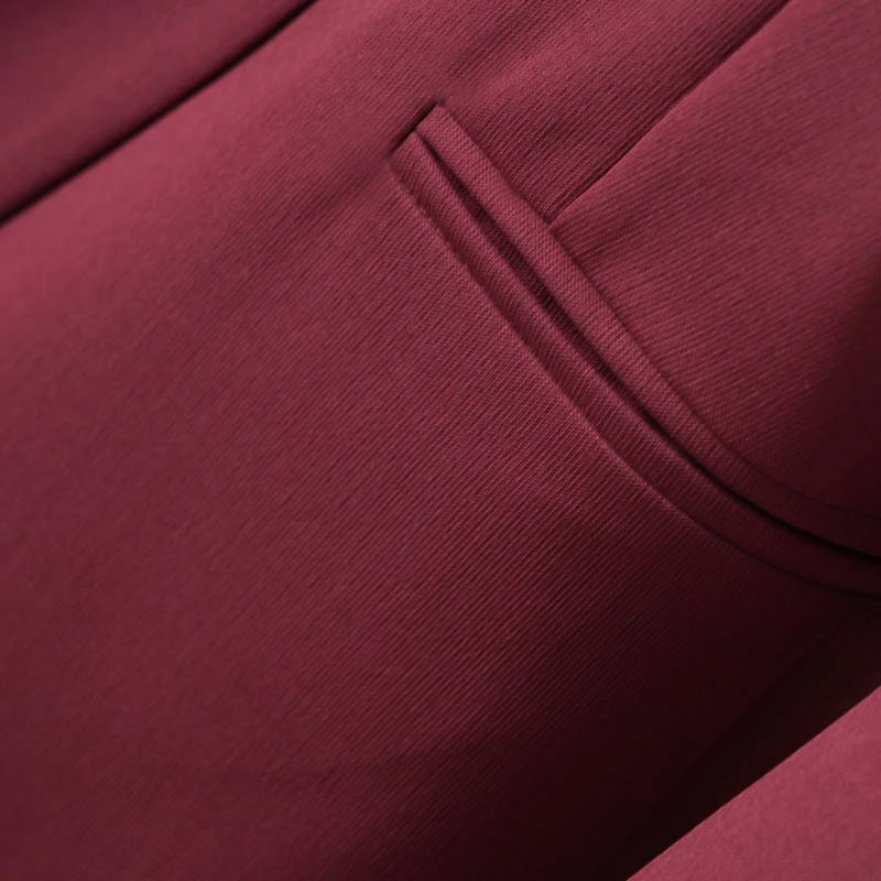 بدلة بورجوندي للنساء، للربيع والخريف، سترة بدلة بأكمام طويلة بزر واحد، عصرية وتنحيف #5