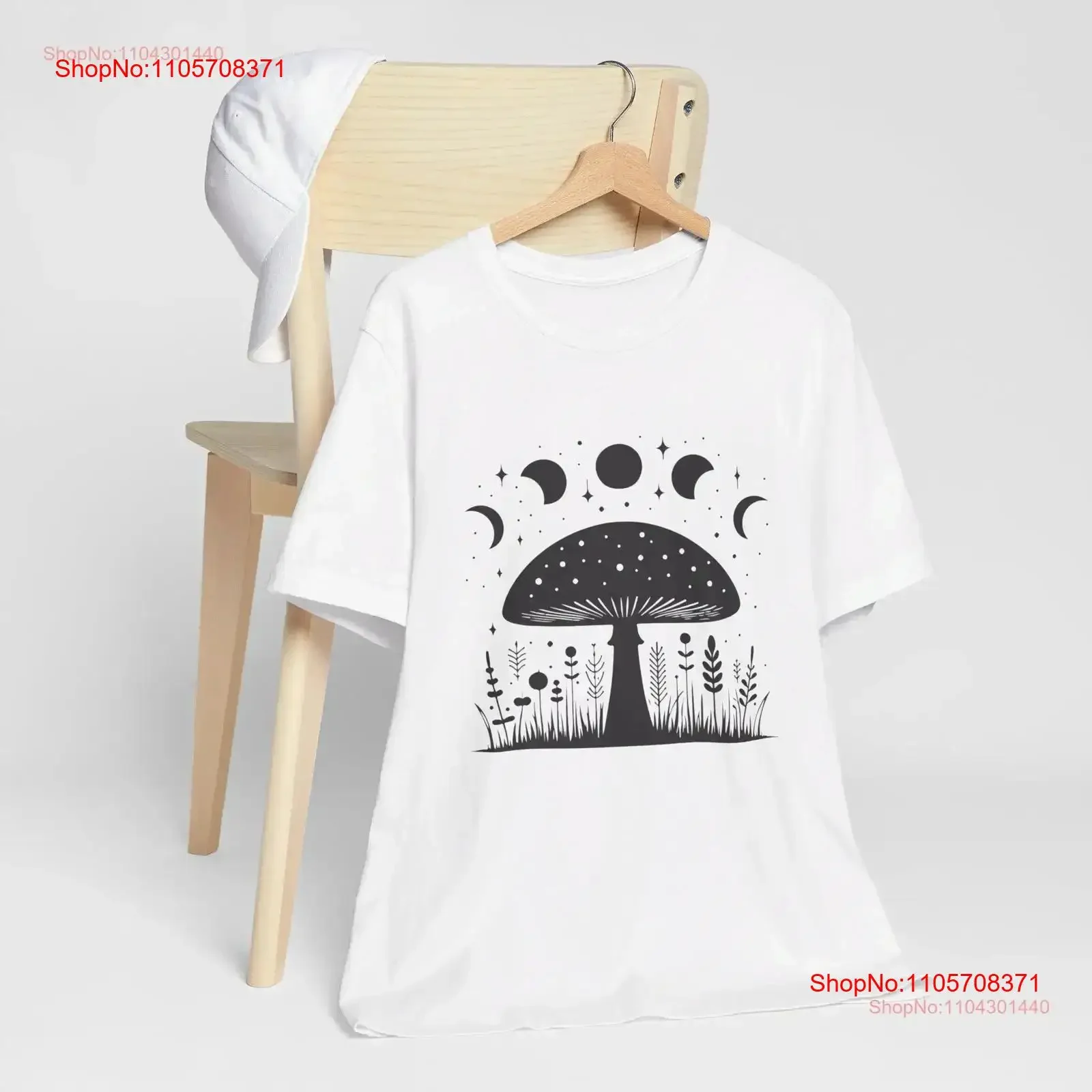 Mushroom Moon Phases Floral T Shirt Cottagcore Aesthetic Botanical Retro Fairycore Shroom Fungi Cute Lunar Cycle Womens Fashion