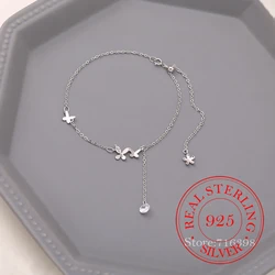 Real Money Korean 925 Sterling Silver Simple Butterfly Anklet For Women Girls Homme Wedding Party Jewelry Gift