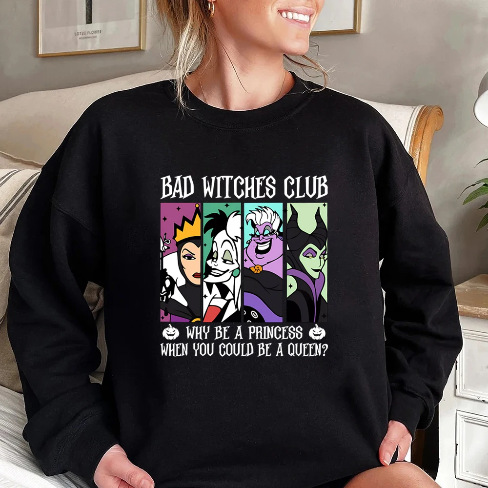 

Толстовка в стиле ретро Bad Witches Club, свитер на Хэллоуин, винтажная толстовка с капюшоном Villain Gang, пуловер «Кошелек или жизнь», толстовки унисекс