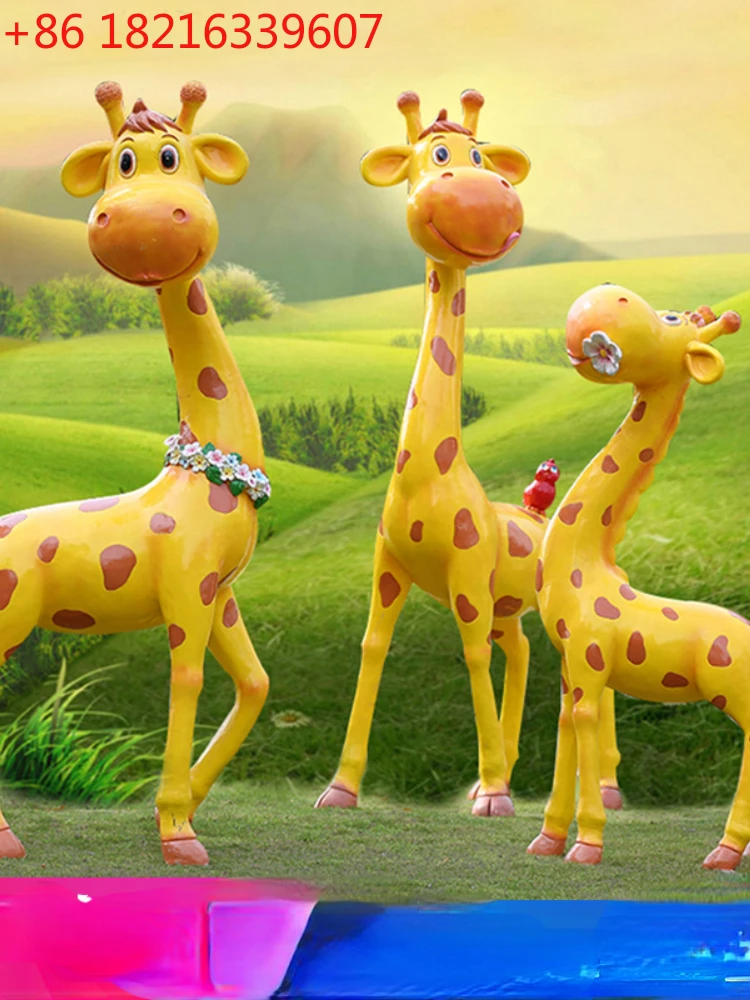 

Outdoor Landscape Cartoon Animal Large Giraffe GRP Sculpture Giraffe Ornaments