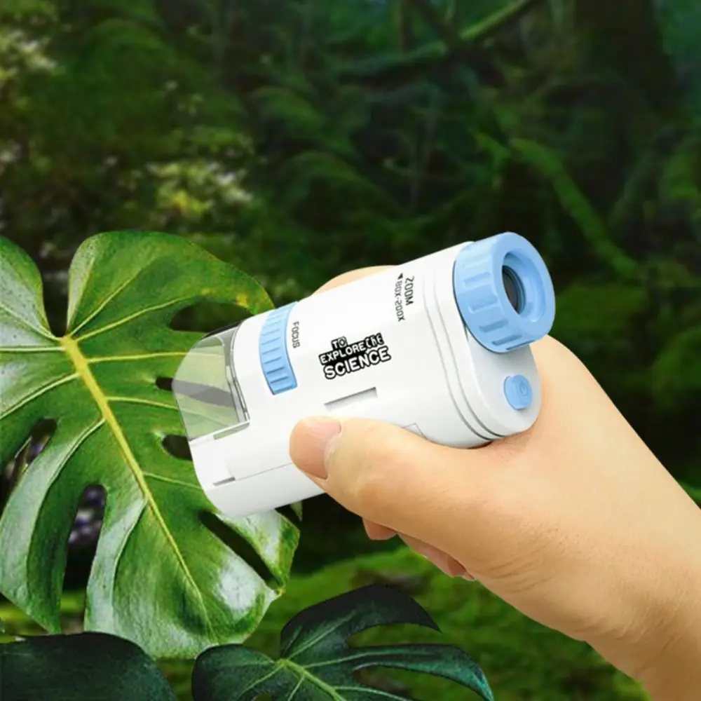 

80-200x Pocket Microscope High Definition Science Electric Mini Microscope Interest Toy LED Light Children Microscope Outdoor