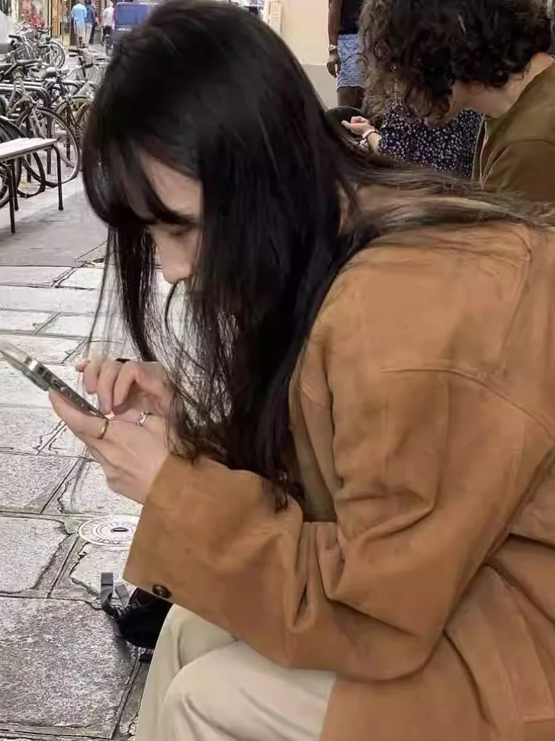 Le*obe Dongda Gate Terno F Vintage de Camurça com Gola Lapela e Decote Amplo, Estilo Versátil para o Dia a Dia, Manga ...