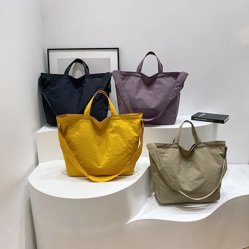 

Casual linen tote bag young and middle-aged women ins lazy style large capacity canvas satchel crossbody pure color fashion bag