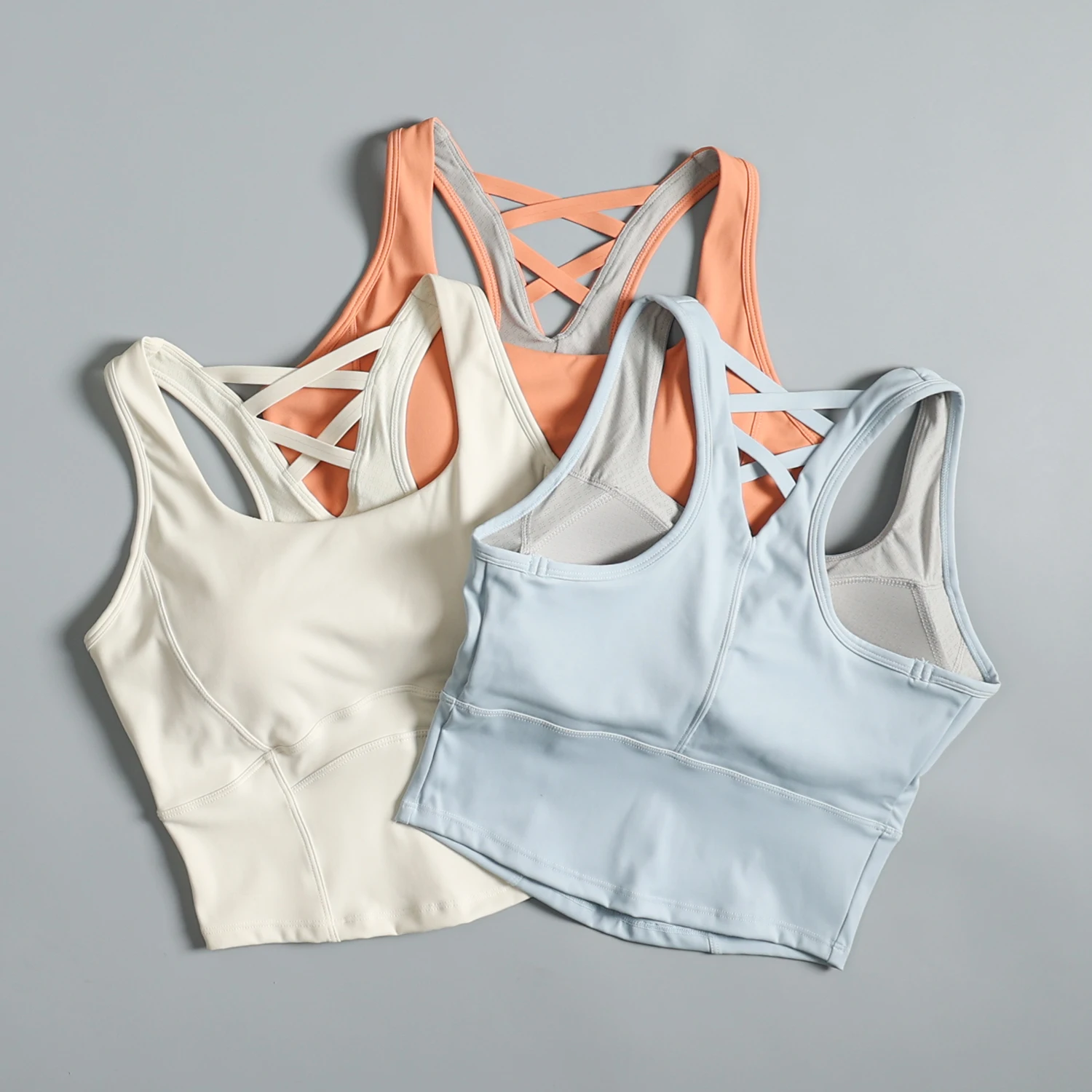 Integrated Sports Bra Women's Anti-shock Gathered Running Beautiful Back Yoga Fitness Vest Cover Side Breast No-wire Shoulder