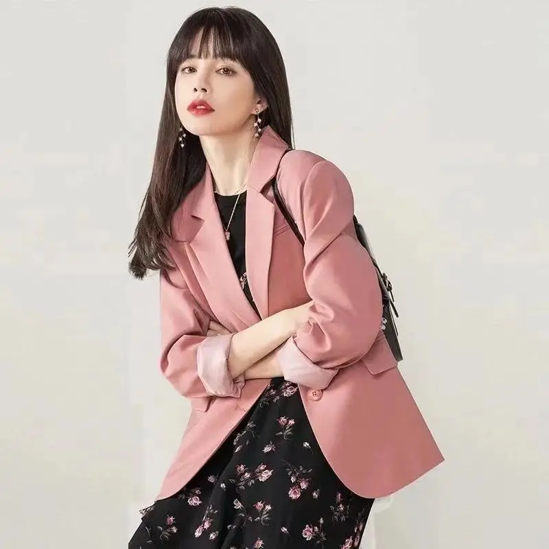 

Top, suit, coat, female spring and autumn small stature, pink suit