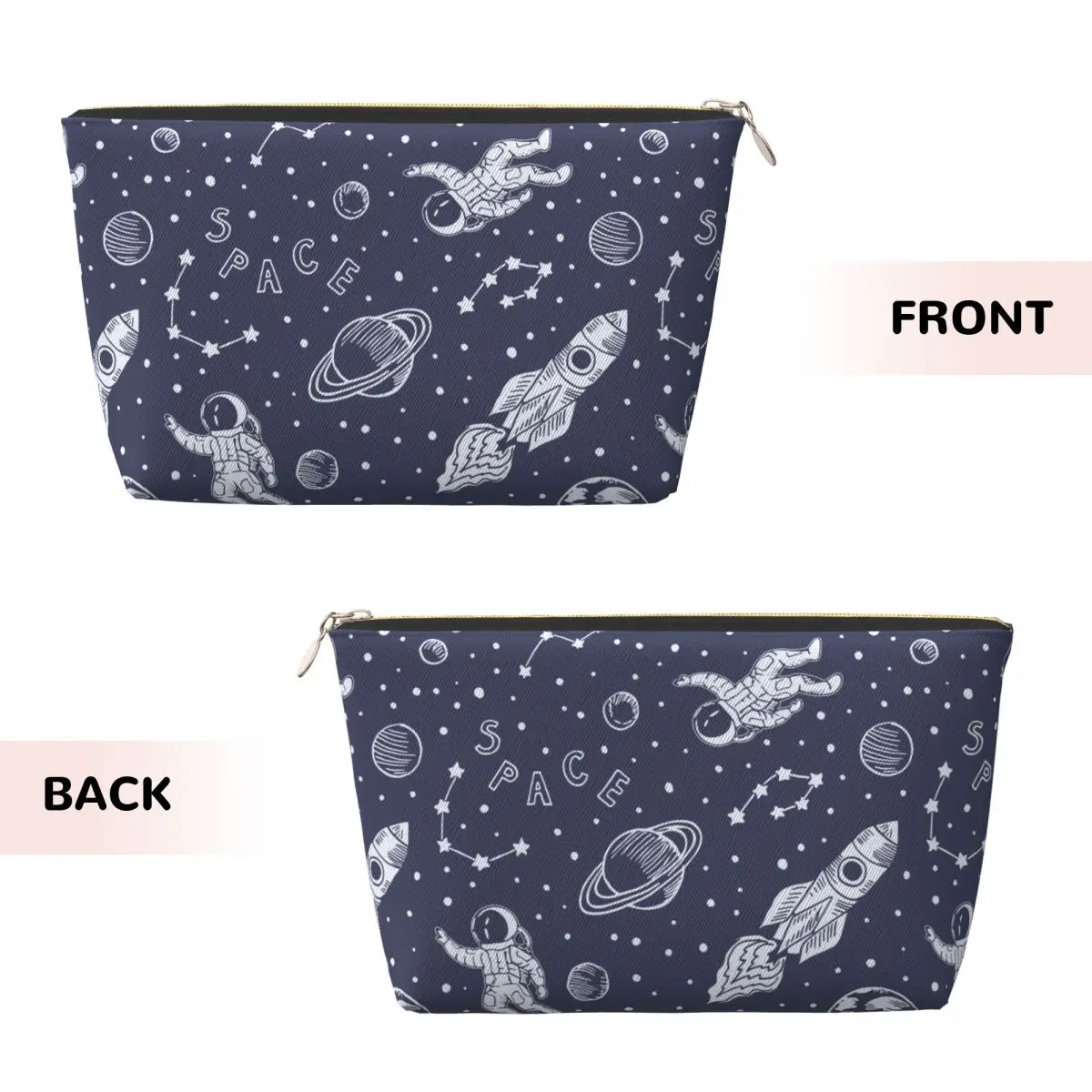 Custom Space And Astronaut Travel Cosmetic Bag Women Makeup Toiletry Organizer Ladies Beauty Storage Dopp Kit