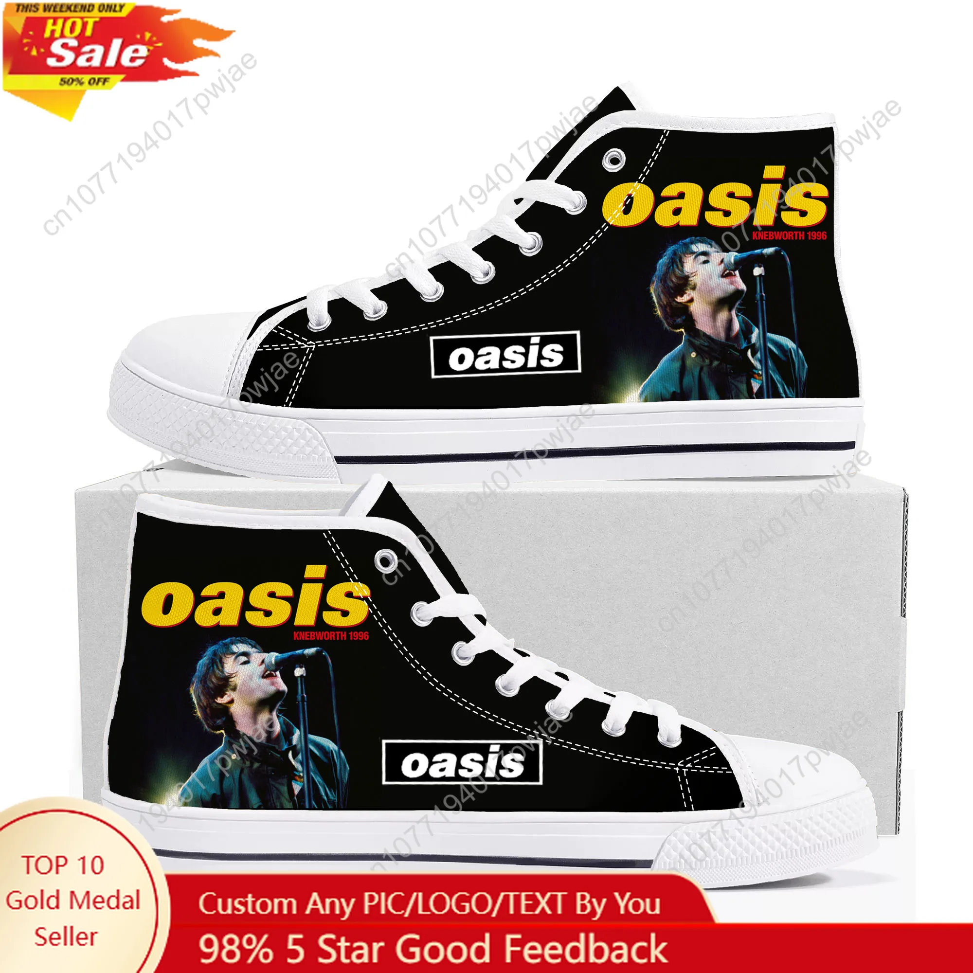 

Oasis Rock Band High Top High Quality Sneakers Mens Womens Canvas Sneaker Ghana Hiking Fashion Casual Shoes Custom Shoes