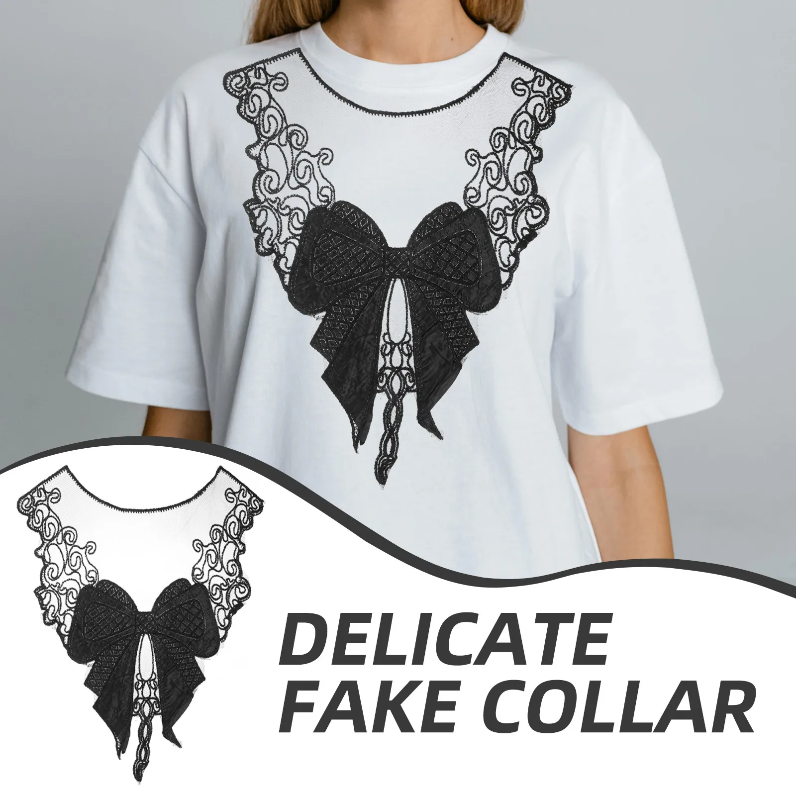 

Съемный кружевной воротник с вышивкой и аппликацией для женщин, имитация воротника-рубашки, декор для выреза блузки, аксессуар для украшения одежды