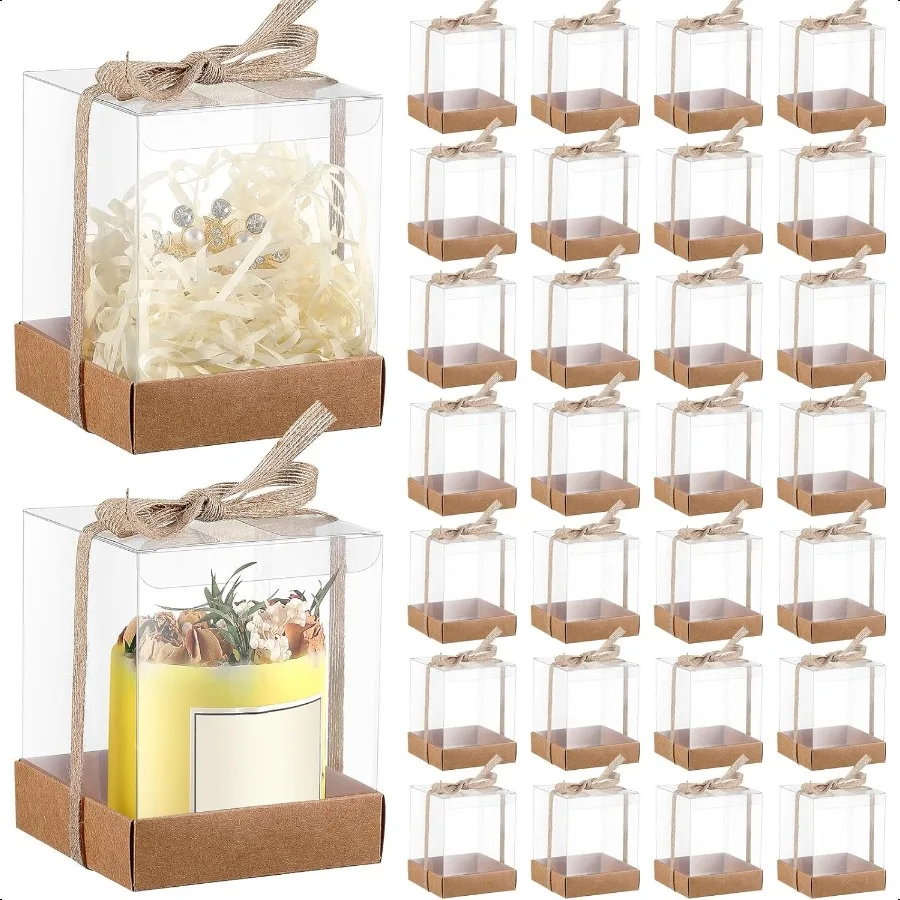 

36 Set 3. 5 x 3. 5 x 4. 3 in Transparent Candle Gift Box Packaging Box 418 oz Handmade Tealight Candle Holders Bulk Paper Botto