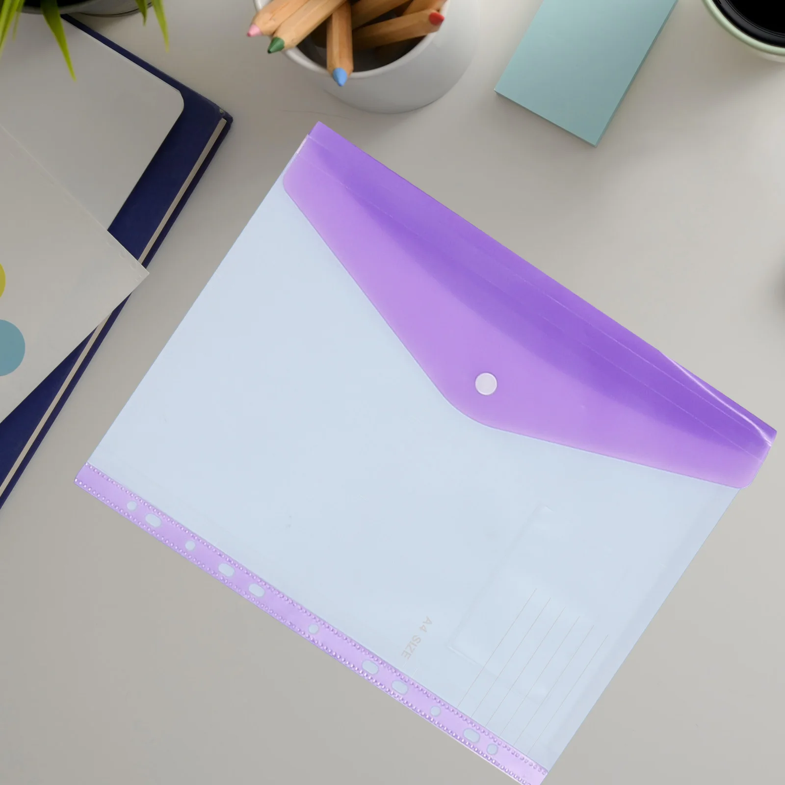 

12Pcs Safe PP Document Pouches Tough File Holders Snap Button Folders Transparent Organizer for Home and Office Use