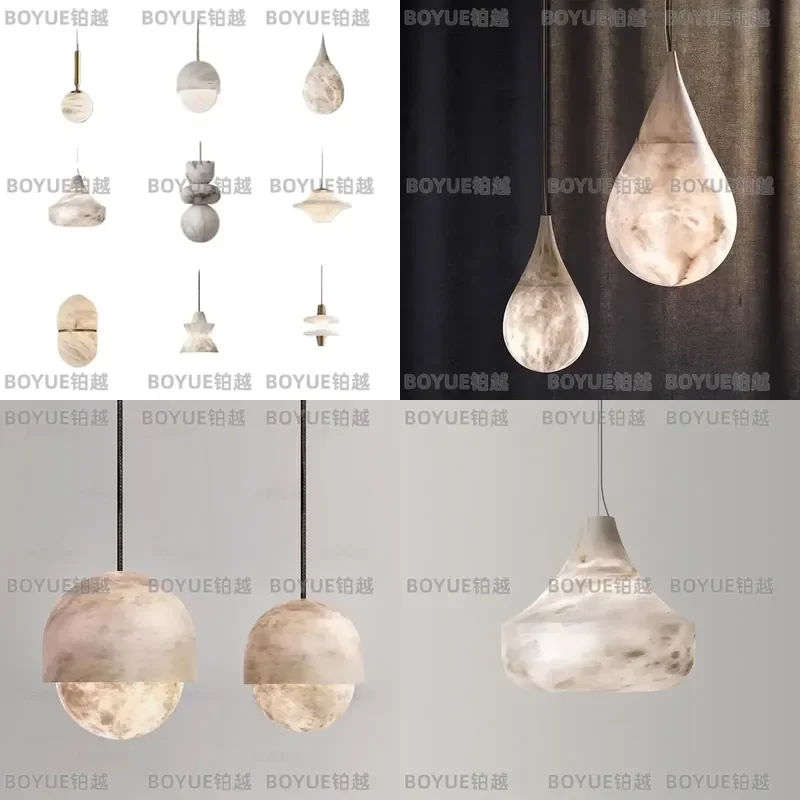 Modern Simple Solid Copper Spanish Marble Bedside Lamp Luxury Bedroom Night Light Elegant Restaurant Chandelier Home Decor