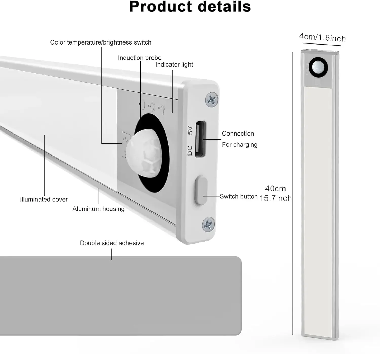 Xiaomi-Luz LED nocturna inalámbrica con Sensor de movimiento, lámpara recargable por USB para cocina, armario, mesa, iluminación de escalera,