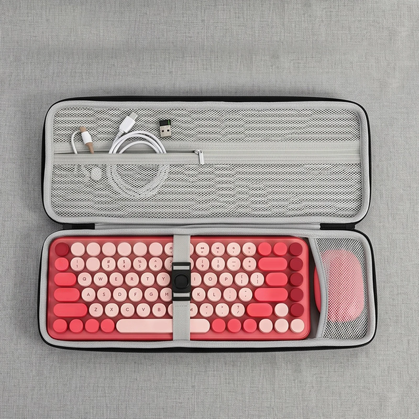 For Logitech Pop Keys Keyboards Storage Zip Pack with Fixed Strap Wireless Keyboard Carrying Case Anti-Scratch for Outdoor Trip