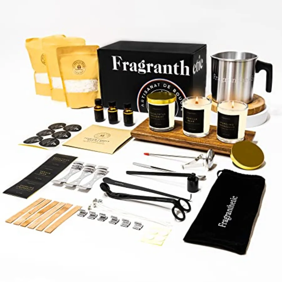 Luxury Candle Making Kit for Adults DIY Soy Candle Making Kit with Glass Jars Wood Candle Wicks Cotton Wicks and Candle Accesso