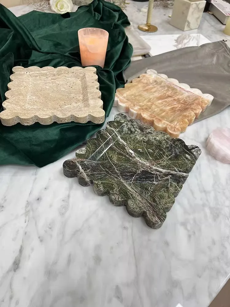 

Japanese Style Light luxury Retro Living Room Desktop Decorative Marble Pallet Creativity Design Jewelry Aromatherapy Pallet