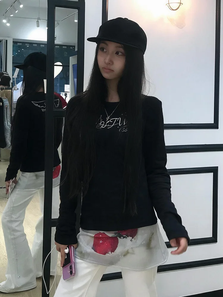 Tonngirls Y2k Japanisches T-Shirt für Damen, langärmelig, mit grafischem Aufdruck, Streetwear, amerikanisches Retro-Vintage-Oberteil, T-Shirt, 2000er-Jahre-Ästhetik – Detail 8