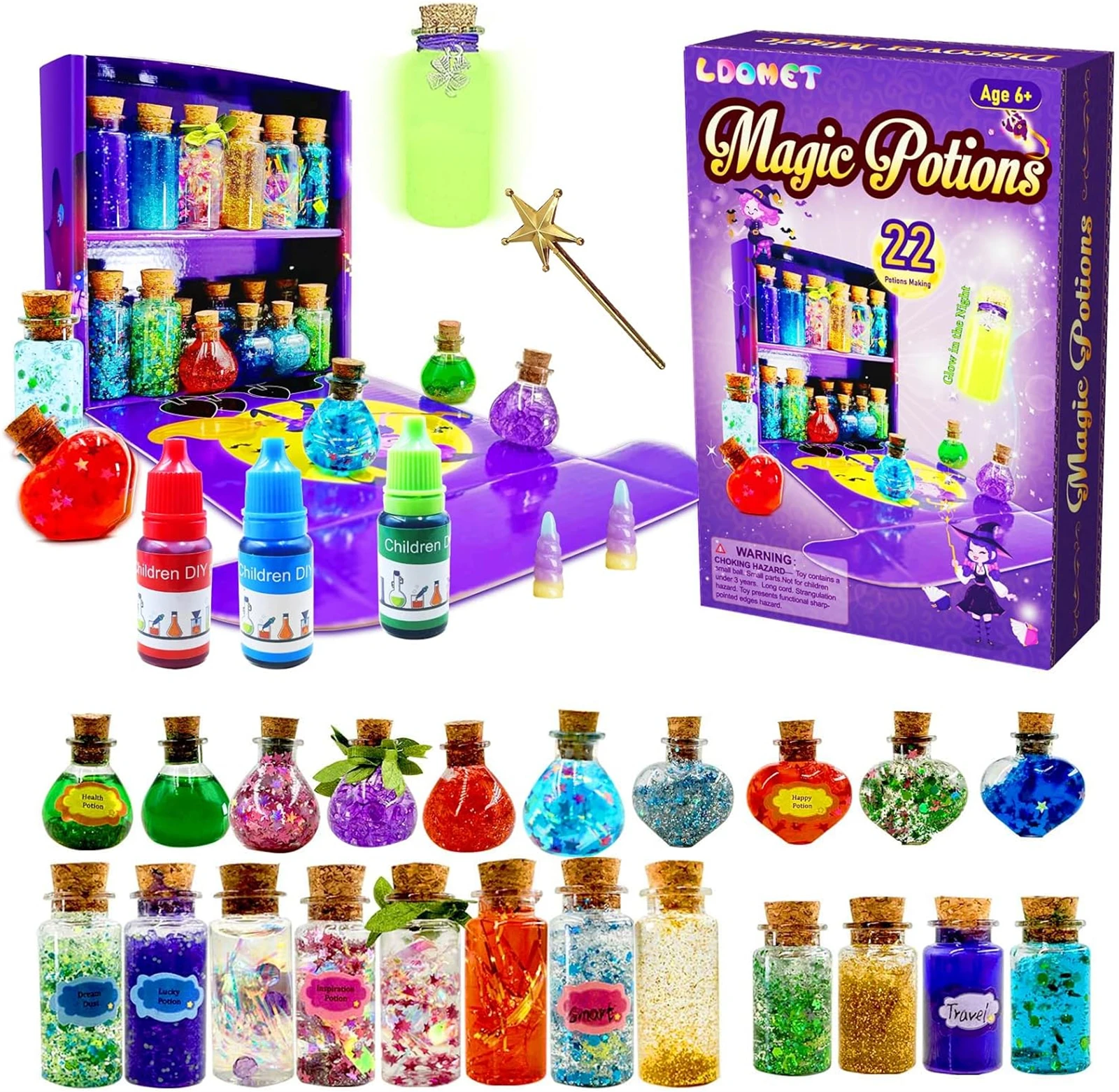 Fairy Magic Potions Kit for Kids - DIY 22 Bottles Magical Potions for Christmas Decorations, Creative Art Craft Toy for Girls