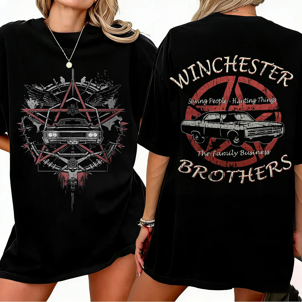 

Футболка с логотипом Supernatural, футболка с изображением Дина Винчестера, футболка с изображением Сэма Винчестера, футболка с изображением братьев Винчестеров, футболка с изображением Сэма и Дэйна