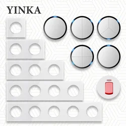 Yinka-壁強化ガラスフレーム付き壁掛けスイッチ,EU/UK/EU/US,標準接続されたフレーム,ホテルのスイッチ,家の装飾,無料の組み合わせ