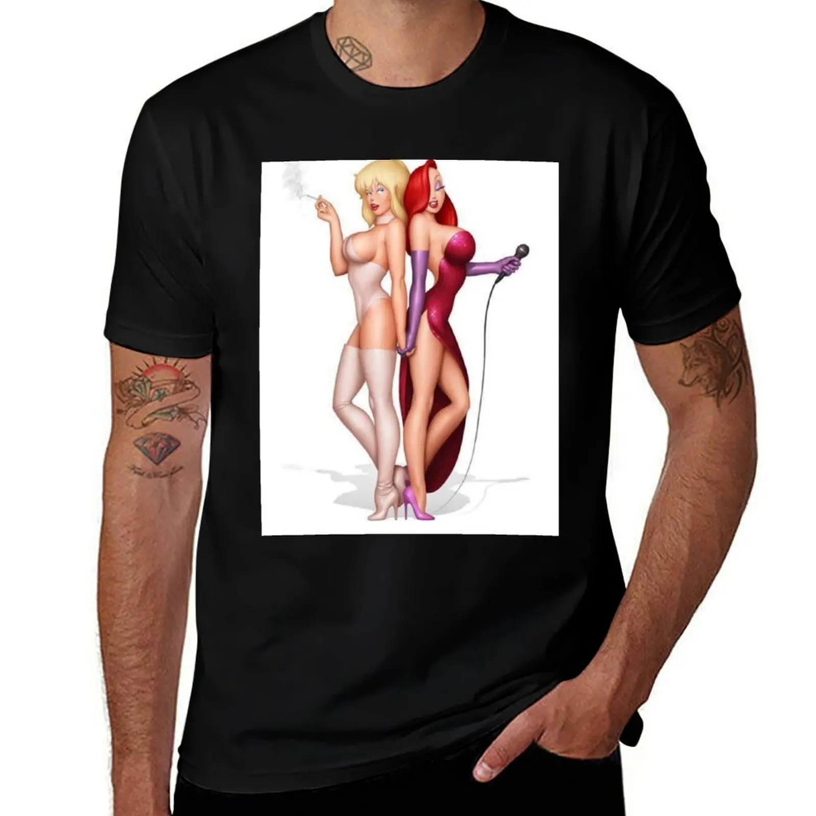 Jessica Rabbit and Holli Wood T-Shirt Gym Wear Breathable Short Sleeve Tee T-Shirt