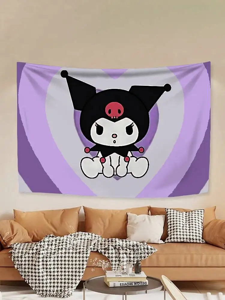Kawaii K-Kuromi-süße Wandteppiche, anpassbare Wandteppiche in verschiedenen Stilen, Wandbehänge, Fotodruck mit Prominenten, Wandbehänge