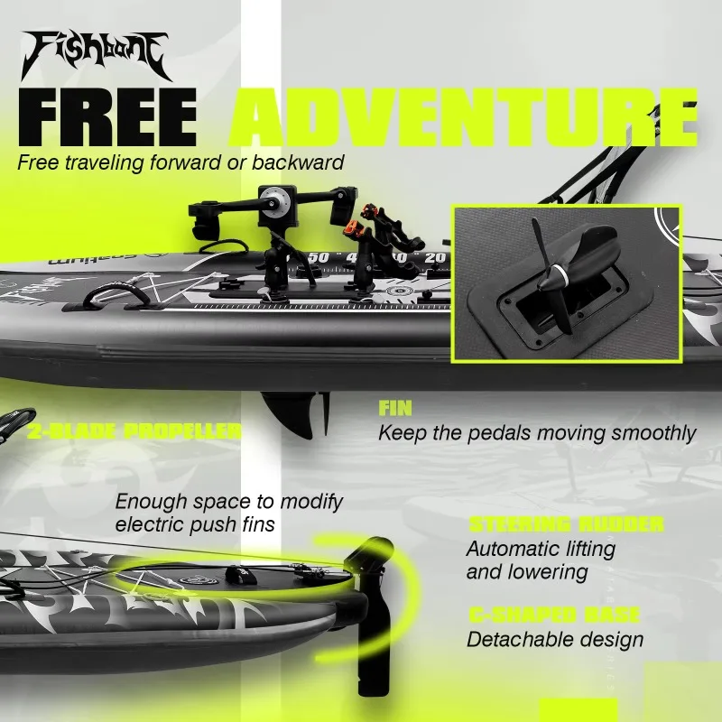 Drop Stitch Pedal Drive 0.9PVC Inflatable Pedal Fishing Kayak, Fishing Paddleboard Safe And Stable, Foldable For Adult