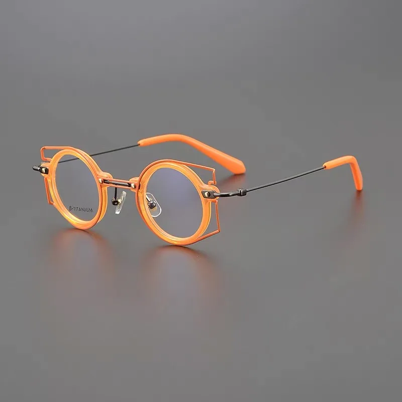 Vintage titanium optical glasses frame ultra light orange acetate glasses frame men and women light luxury brand prescription gl