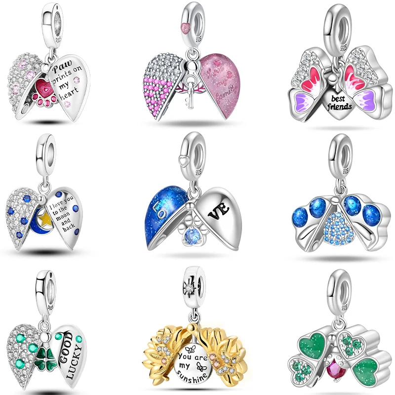 

Opening And Closing Series 925 Sterling Silver Sunflower Cat Paw Charms Beads Fit Pandora Original Bracelets DIY Jewelry Gift